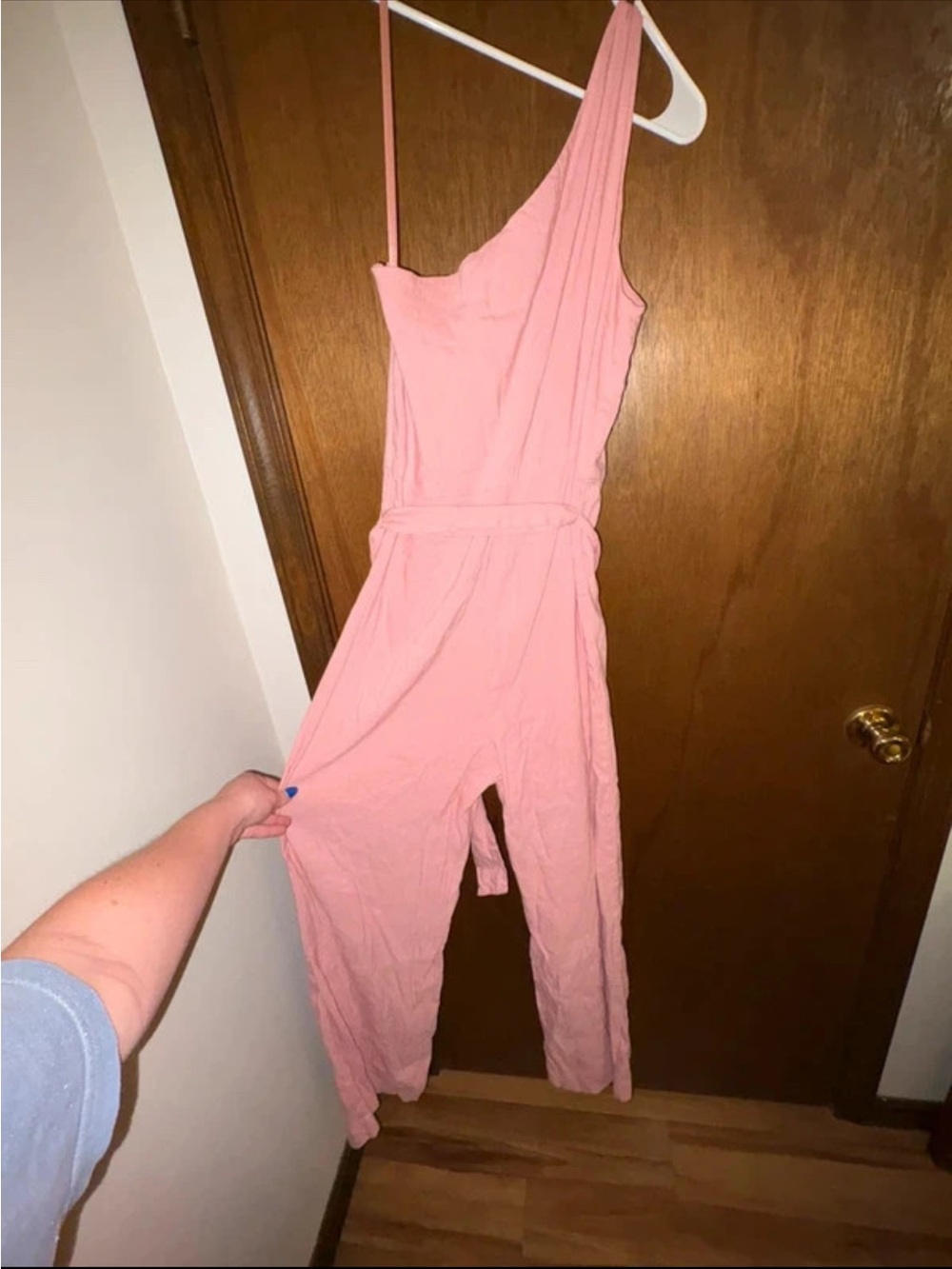 ANTONIO MELANI Blush Pink One-Shoulder Jumpsuit